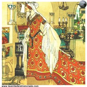 La madrastra malvada de Blancanieves hablando con su espejo mágico